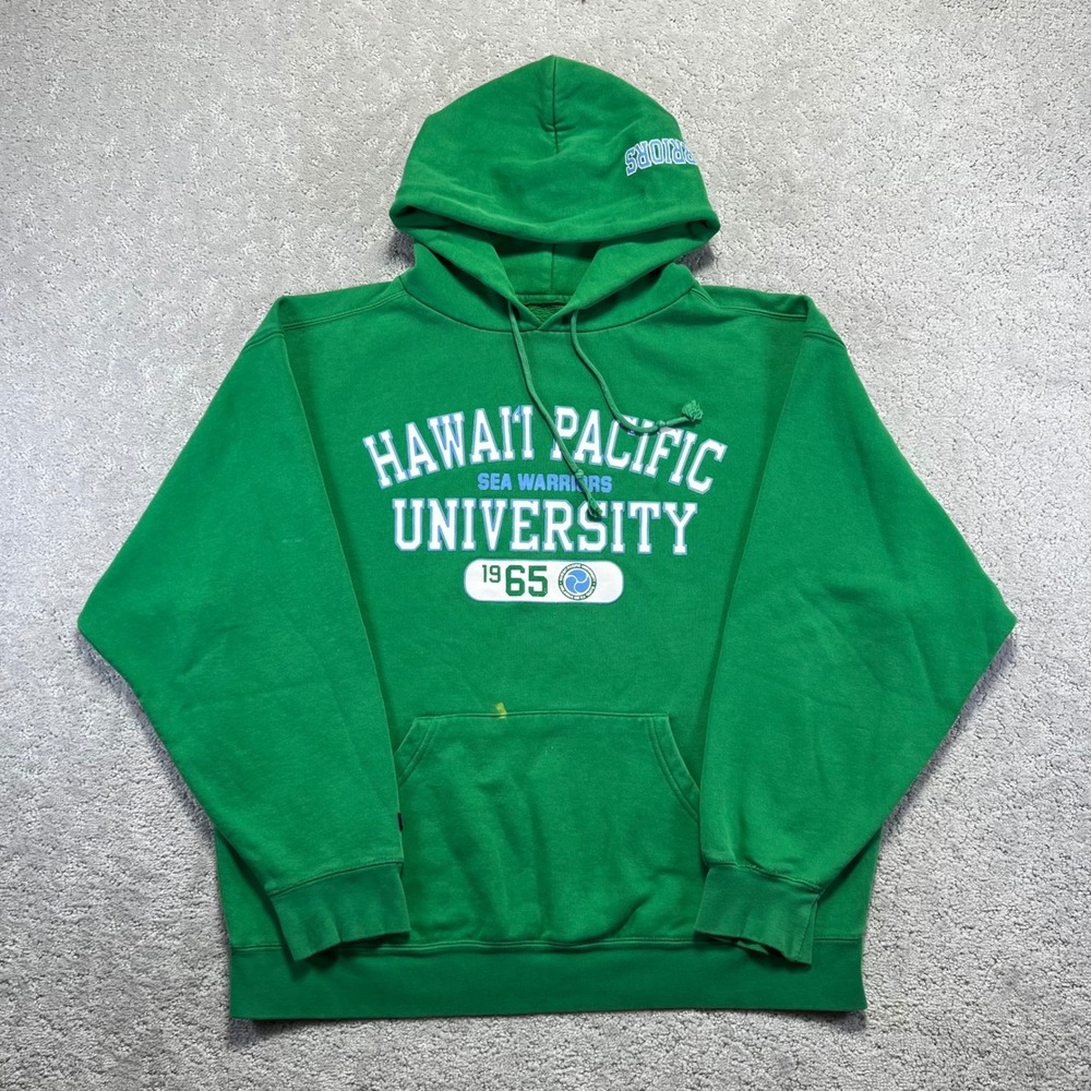 VINTAGE Jansport Hawaii Pacific University‎ Hoodie Mens Large Green Sea Warriors